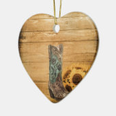 ウェザードウェスタンカントリーのヒマワリのカウボーイブーツ セラミックオーナメント (左)