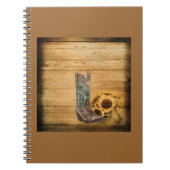 ウェザードウェスタンカントリーのヒマワリのカウボーイブーツ ノートブック (正面)