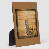 ウェザードウェスタンカントリーのヒマワリのカウボーイブーツ フォトプラーク (側面)