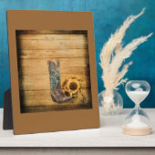 ウェザードウェスタンカントリーのヒマワリのカウボーイブーツ フォトプラーク (側面)