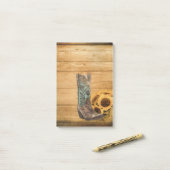 ウェザードウェスタンカントリーのヒマワリのカウボーイブーツ ポストイット (デスク上)