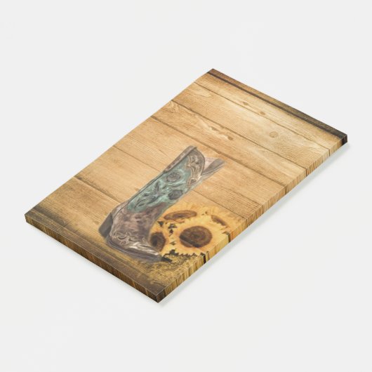 ウェザードウェスタンカントリーのヒマワリのカウボーイブーツ ポストイット (アングル)