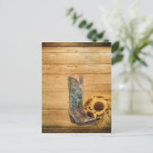 ウェザードウェスタンカントリーのヒマワリのカウボーイブーツ ポストカード (スタンド正面)