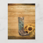 ウェザードウェスタンカントリーのヒマワリのカウボーイブーツ ポストカード (正面)