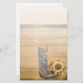 ウェザードウェスタンカントリーのヒマワリのカウボーイブーツ 便箋 (正面/裏面)