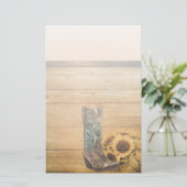 ウェザードウェスタンカントリーのヒマワリのカウボーイブーツ 便箋 (スタンド正面)