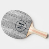 ウェザードダークグレーの木製モノグラム 卓球ラケット (横)