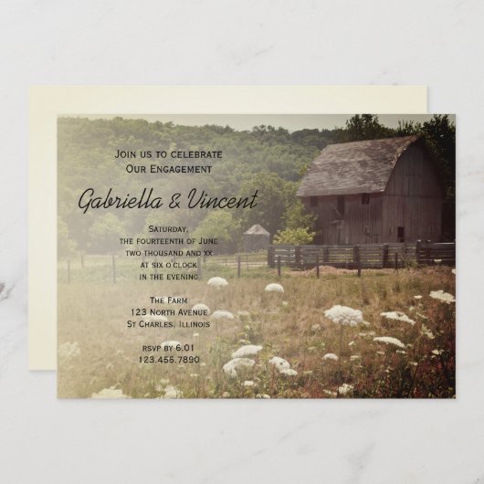 ウェザードバーンカントリー婚約パーティ招待状 招待状 (正面/裏面)