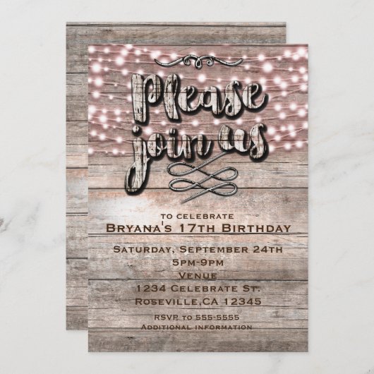 ウェザードラスティックウッド&ライト エレガントな招待状 招待状 (正面/裏面)