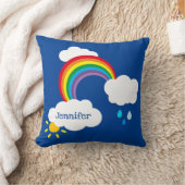 ウェザーパーソナライズされたクラウドと雨滴クッション クッション (ブランケット)