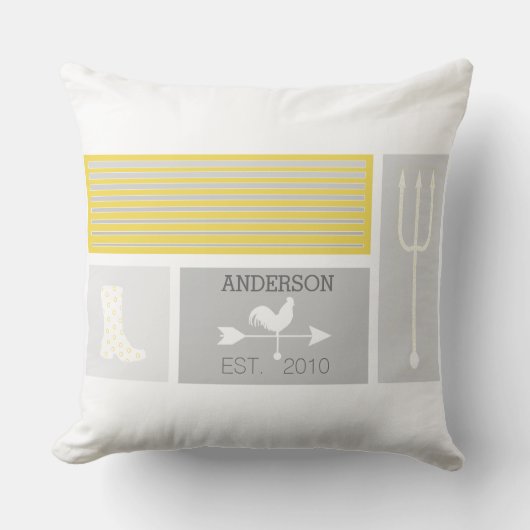 ウェザーベーンファーム究極のグレー照明イエロー クッション (正面)