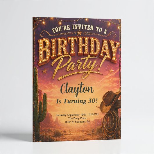 ウェスタカウボーイ・テーマの誕生日パーティー 招待状