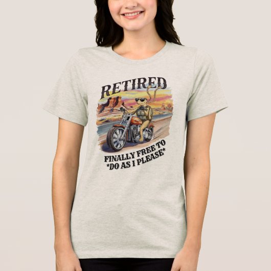 ウェスタンおもしろいリタイアガメバイクもしくは自転車に乗る人フリーダムド トライブレンドTシャツ (正面)