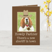 ウェスタンおもしろい誕生日カードと"Basset Sheriff" カード (黄色い花)