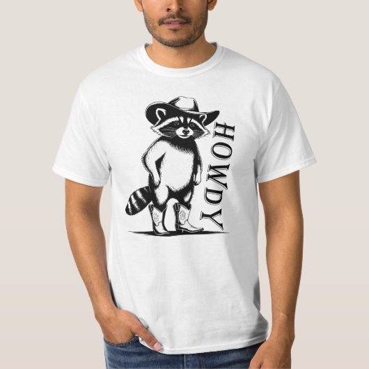 ウェスタンおもしろい・ラクーン Tシャツ (正面)