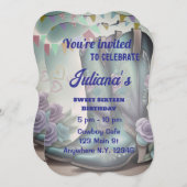 ウェスタンお洒落ブーツとフローラチャーム 招待状 (正面/裏面)