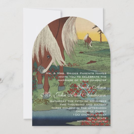 ウェスタンお洒落ホースランチロッジ結婚ズ 招待状 (正面)