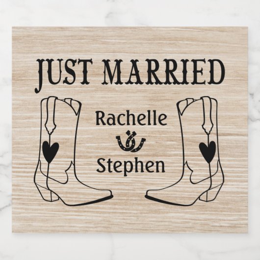 ウェスタンたった今結婚しました結婚ウッドズカウボーイカントリー ビールラベル (シングルラベル)