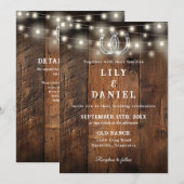 ウェスタンな馬蹄とQRコードが一体化したオールインワンの結婚式 招待状 (正面/裏面)