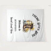 ウェスタンのカウガールブーツのひまわりとバブル タペストリー (正面(横))