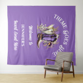 ウェスタンのカウガールブーツ 紫の花柄 バブルチック タペストリー (インサイチュ(横))