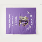 ウェスタンのカウガールブーツ 紫の花柄 バブルチック タペストリー (正面(横))