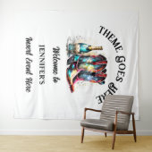 ウェスタンのカウガールブーツ 虹色に輝くスパークリングワイン タペストリー (インサイチュ(横))