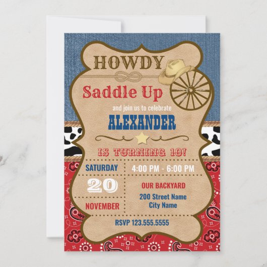 ウェスタンの誕生日パーティー 招待状 (正面)