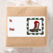 ウェスタンをテーマにしたカウボーイブーツのクリスマス ラベル (インサイチュ)