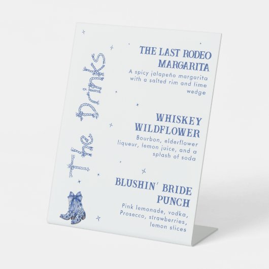 ウェスタンをテーマにしたバチェロレッテウィークエンドパーティー飲料 台座サイン (正面)