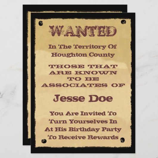 ウェスタンをテーマにしたパーティーへのポスター招待状を希望 招待状 (正面/裏面)