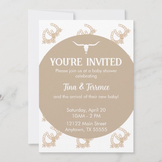 ウェスタンをテーマにしたベビーシャワー招待状 招待状 (正面)