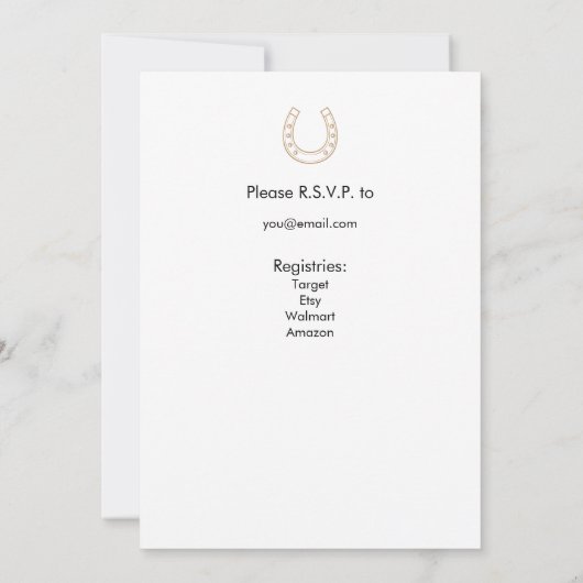 ウェスタンをテーマにしたベビーシャワー招待状 招待状 (裏面)