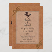 ウェスタンをテーマにした革のルック結婚ス 招待状 (正面/裏面)