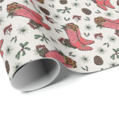 ウェスタンアイボリークリスマスカウボーイブーツ,ピネコーンベリー ラッピングペーパー (ロールコーナー)