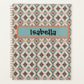 ウェスタンアステカトライバルティール（緑がかった色）ピーチ プランナー手帳 (正面)