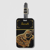 ウェスタンインスパイアアコースティックギターデザイン ラゲッジタグ (正面縦)