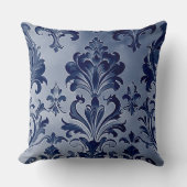 ウェスタンインスパイアダマスクパターンデニムブルー クッション (正面)
