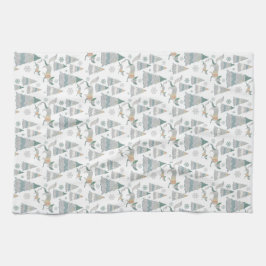 ウェスタンウィンターウッドキツネパターン キッチンタオル