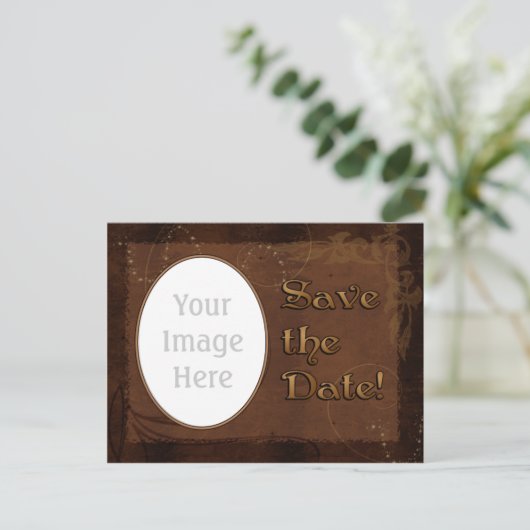 ウェスタンウェディング日付ポストカードテンプレートの保存 案内ポストカード (スタンド正面)