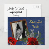 ウェスタンウェディング日付発表を保存 案内ポストカード (正面/裏面)