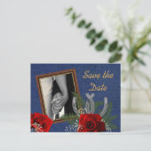 ウェスタンウェディング日付発表を保存 案内ポストカード (スタンド正面)