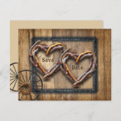 ウェスタンウェディング ツイグフレーム、ワゴンウィール、ラッソー セーブザデート (正面/裏面)