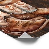 ウェスタンウェルカムブーツハットカントリーカップルシャワー ポスター (角)