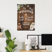 ウェスタンウェルカムブーツハットカントリーカップルシャワー ポスター (ホームオフィス)