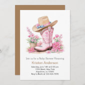 ウェスタンウォーターカラードリーム女性のカーボーイベビーシャワー 招待状 (正面/裏面)