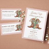 ウェスタンウォーターカラーフォトベビーガールシャワー 招待状