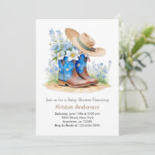 ウェスタンウォーターカラーブーツとハットベビーシャワー 招待状 (スタンド正面)