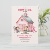 ウェスタンウォーターカラーベビーガールシャワー 招待状 (スタンド正面)