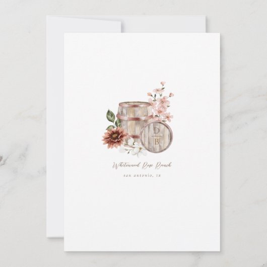 ウェスタンエレガントウォータカラーフローラカウボーイ結婚ズ 招待状 (裏面)